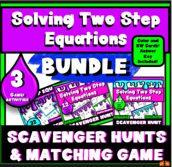 Preview of SOLVING TWO 2 STEP EQUATIONS BUNDLE - SCAVENGER HUNTS AND MATCHING GAME!