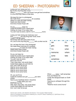 Preview of SONG ACTIVITY.    ED SHEERAN - PHOTOGRAPH