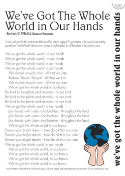 Song For Earth Day We Ve Got The Whole World In Our Hands Tpt