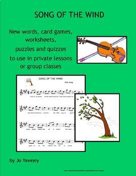 Preview of SONG OF THE WIND - SUZUKI VIOLIN - words, card games, worksheets, puzzles, quiz