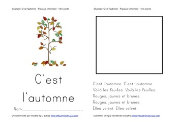 SONG booklet C'est l'automne (Fall is here!) FRENCH by CreateIIV