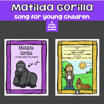 Preview of SONG for Young Children: MATILDA GORILLA, song posters, lyrics, link to song