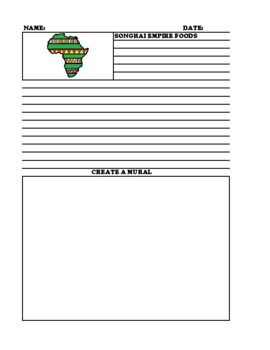 Preview of SONGHAI EMPIRE FOODS Summary and Mural UDL Worksheet