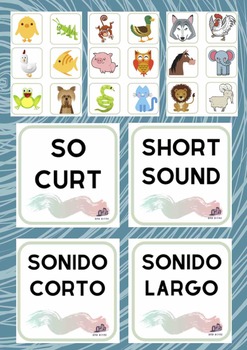 Preview of SHORT AND LONG SOUND ANIMALS IN ENGLISH, CASTELLANO Y CATALÁN.