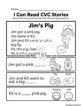 **SOR Aligned** CVC Stories and Fluency Sentences by Priceless in Primary