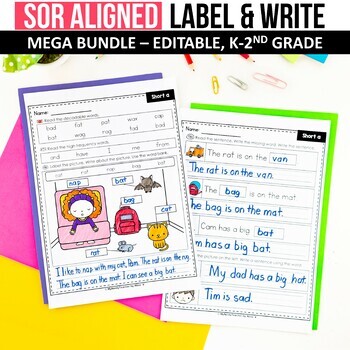 Preview of Science of Reading Label Write Word Work Phonemic Awareness Center Decodable