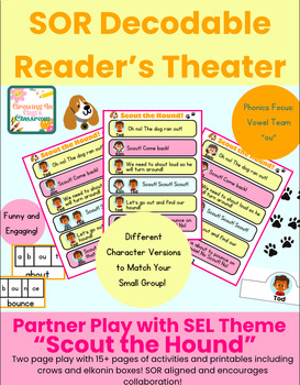 Preview of SOR Decodable Readers SEL Partner Play "Scout the Hound" Vowel Team "ou"
