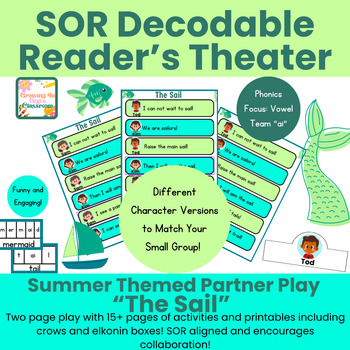 Preview of SOR Decodable Readers Summer Partner Play "The Sail" Vowel Team "ai" Vowel Teams