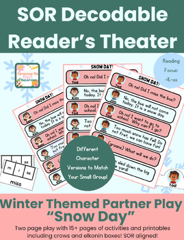 Preview of SOR Decodable Readers Theater Winter Themed Partner Play: -ll, -ss Word Pattern