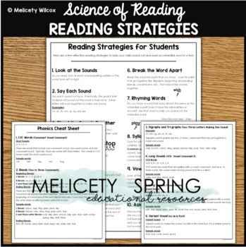 Preview of SOR Decoding Reading Strategies List for Students Parents and Teachers