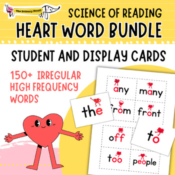 Preview of SOR Heart Word Phonics Card Bundle | 150+ Irregular High Frequency Words