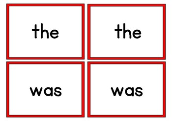 Preview of SOR + Orton-Gillingham Kindergarten Red Words Memory Match + fluency cards