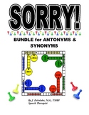 SPEECH THERAPY SORRY Game Cards BUNDLE for ANTONYMS & SYNONYMS