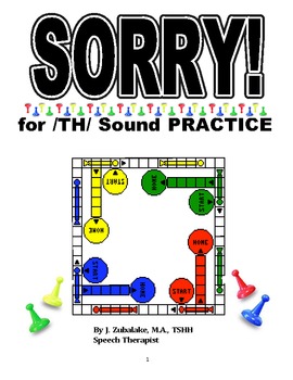 Speech Therapy Sorry Game Cards For Th Sound Practice By Speech Ercise