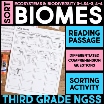 Preview of SORT Animals Biomes Organisms Ecosystems Activity 3rd Grade Science Station