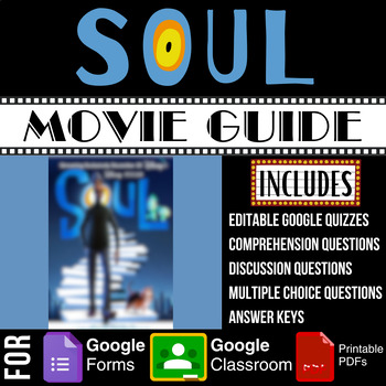 Preview of SOUL Disney Pixar Movie Guide Worksheets Quiz Multiple Choice Answer Key