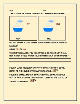 Preview of SOUND EXPERIMENT: WATER : GRADES 3-6, MG