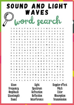 Preview of SOUND & LIGHT WAVES Word search puzzle worksheet activity