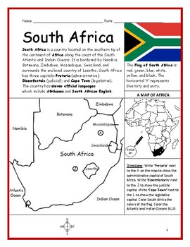 south africa introductory geography worksheet by interactive printables