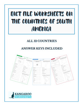 Preview of SOUTH AMERICA Countries - Fact File Worksheets - Research Sheets