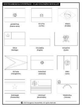 Preview of SOUTH AMERICA Countries - Flags Coloring Sheet