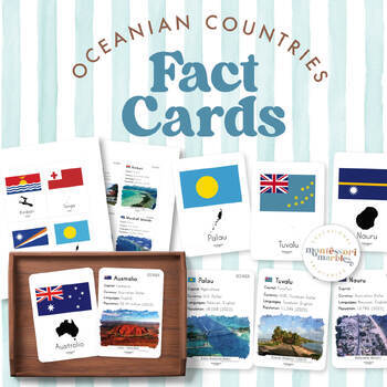 Preview of OCEANIA Country Facts Flash Cards | Montessori Inspired Resource