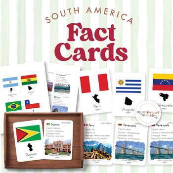 Preview of SOUTH AMERICA Country Facts Flash Cards, Montessori Inspired Resource