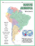 (4th 5th 6th 7th Grade) SOUTH AMERICA GEOGRAPHY Word Searc