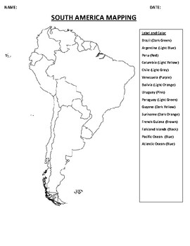 SOUTH AMERICA MAPPING Worksheet with Word search by Pointer Education