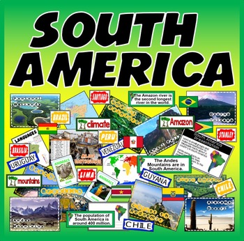 Preview of SOUTH AMERICA- RESOURCES LANGUAGE GEOGRAPHY FEATURES DISPLAY SPANISH PORTUGUESE