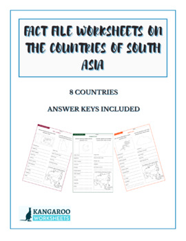 Preview of SOUTH ASIA Countries - Fact File Worksheets - Research Sheets