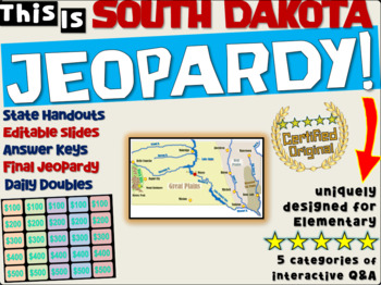 Preview of SOUTH DAKOTA STATE JEOPARDY GAME! handouts, answer keys, interactive game board