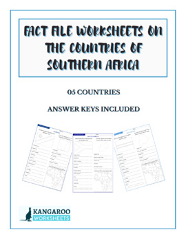 Preview of SOUTHERN AFRICA Countries - Fact File Worksheets - Research Sheets