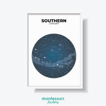 Preview of SOUTHERN STAR MAP Constellation Kids Room Wall Art Montessori Educational Poster