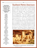 SOUTHWEST NATIVE AMERICANS Word Search Puzzle Worksheet Activity