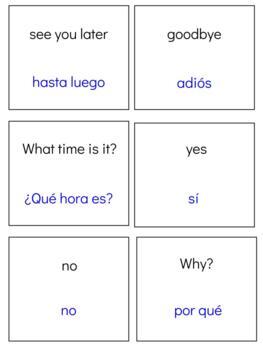 Preview of SP007 (GOOGLE): ENGLISH TO SPANISH (basic conversation cards) 