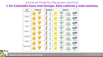 Preview of Spanish 1/2 PearDeck Weather phrases with graphic organizer