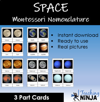 Preview of SPACE 3 Part Cards - Montessori Nomenclature