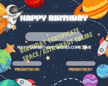 Preview of SPACE BIRTHDAY CERTIFÍCATE 
