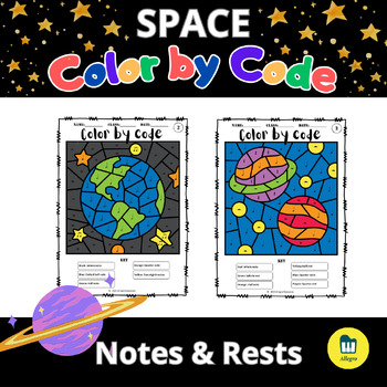 Preview of SPACE Color by Code - Notes and Rests