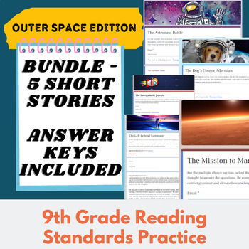 Preview of SPACE EDITION: BUNDLE 5 Original Short Stories for 9th Grade (DIGITAL)