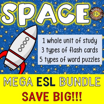 Preview of Solar System and Outer Space Unit, Flash Cards and Word Puzzles MEGA BUNDLE