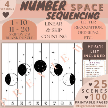 Preview of SPACE Sequencing Puzzles | Number Sense | Ordering | Recognition Activties
