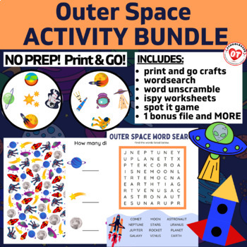 Preview of SPACE THEMED OT ACTIVITY BUNDLE (crafts, ispy, visual perceptual worksheets)