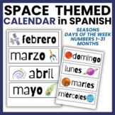 SPACE THEMED Spanish Flip Calendar | Numbers, Days of the 