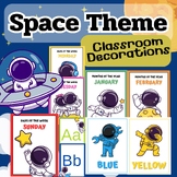 SPACE Theme Classroom decor, days of week, month, letter A
