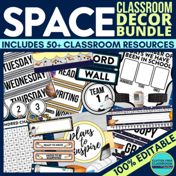 SPACE THEME Classroom Decor EDITABLE by Clutter-Free ...