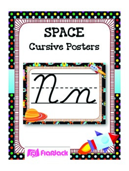 Preview of SPACE Themed Cursive Alphabet Posters