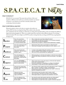 Preview of SPACECAT Notes & Printable Handout
