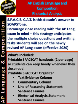 Preview of SPACECAT Reference & Graphic Organizers Rhetorical Analysis AP Language